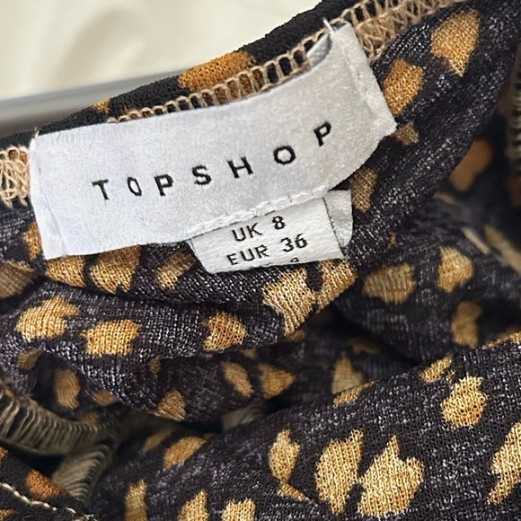 Topshop Ruched Animal Print Long Sleeve Crop‎ Top - Picture 8 of 8